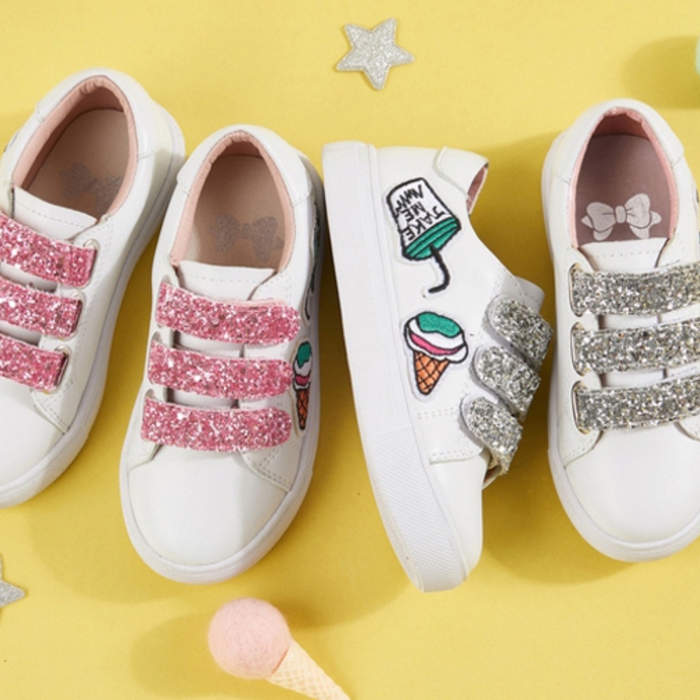 Toddler Girls Pink Glitter Velcro Sneakers - Picture 7 of 8
